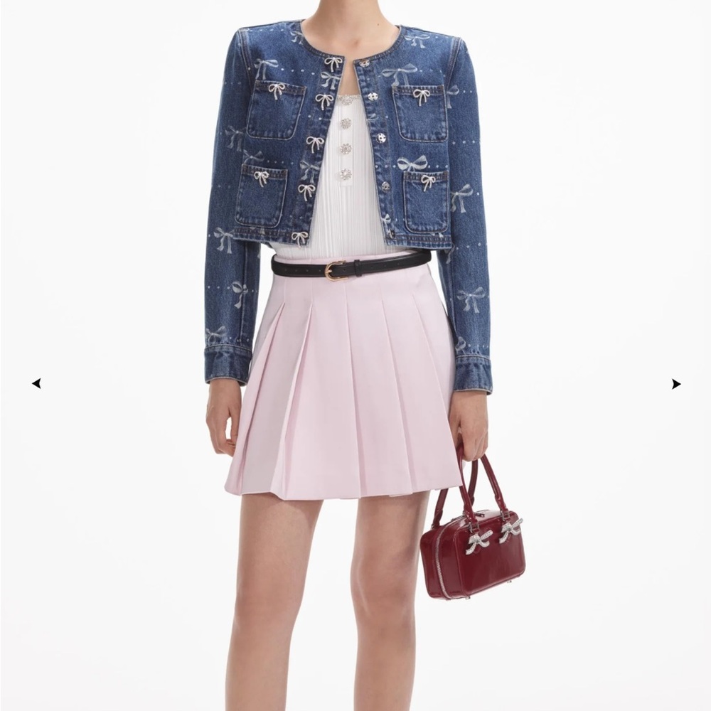 Self-Portrait Denim Bow Jacket